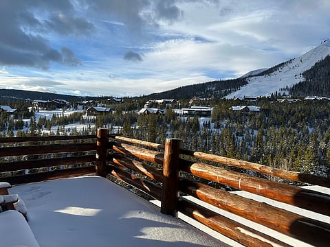 Porch view from the Big Sky Resort in Montana